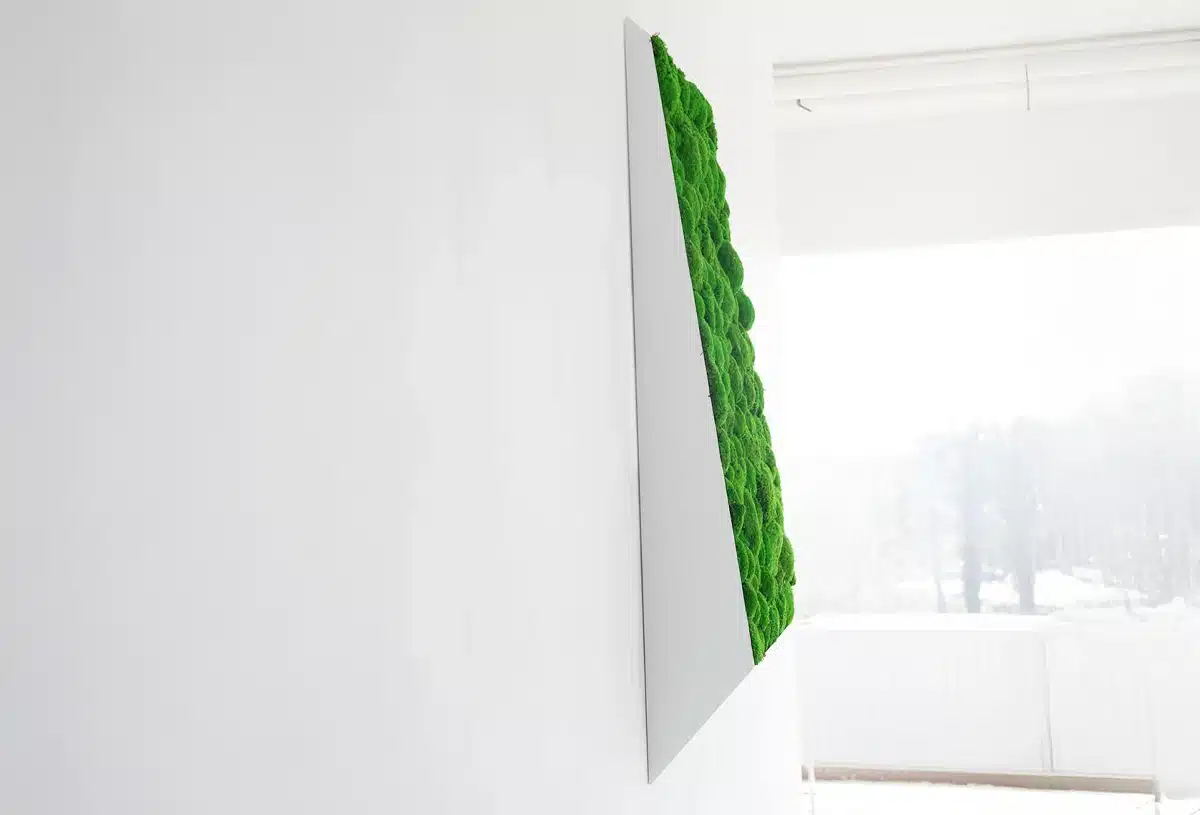 Modern vertical wall art with green texture