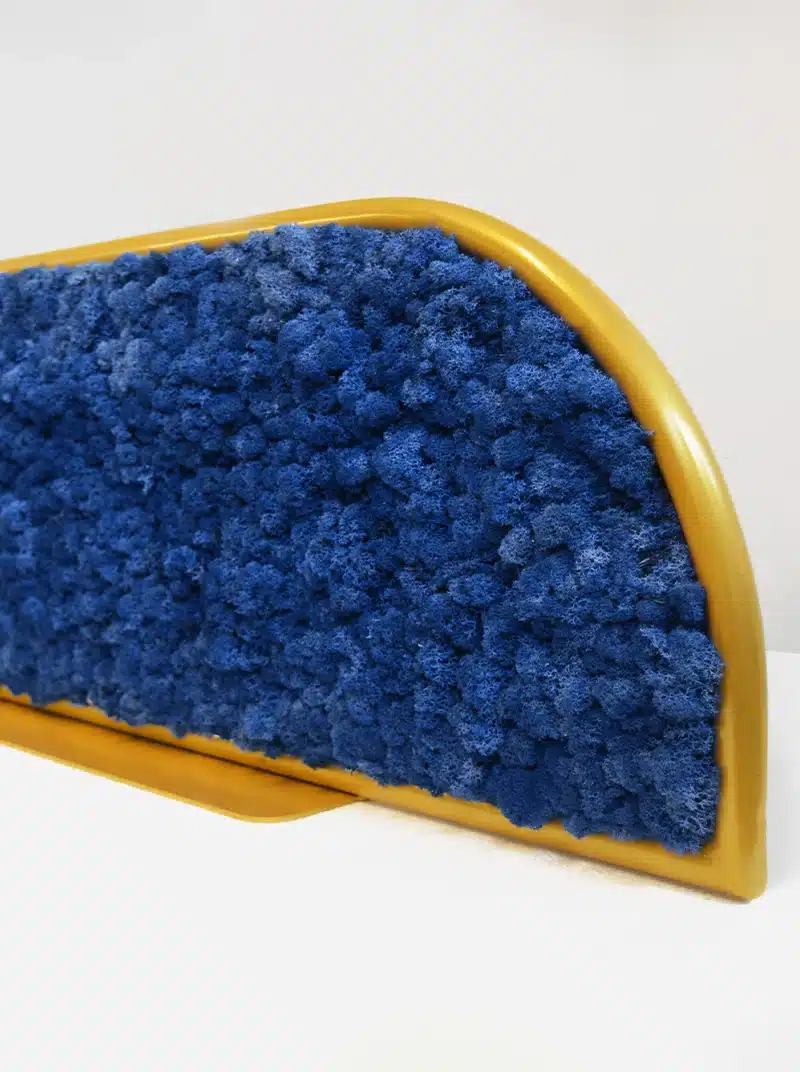 Blue textured panel with yellow frame
