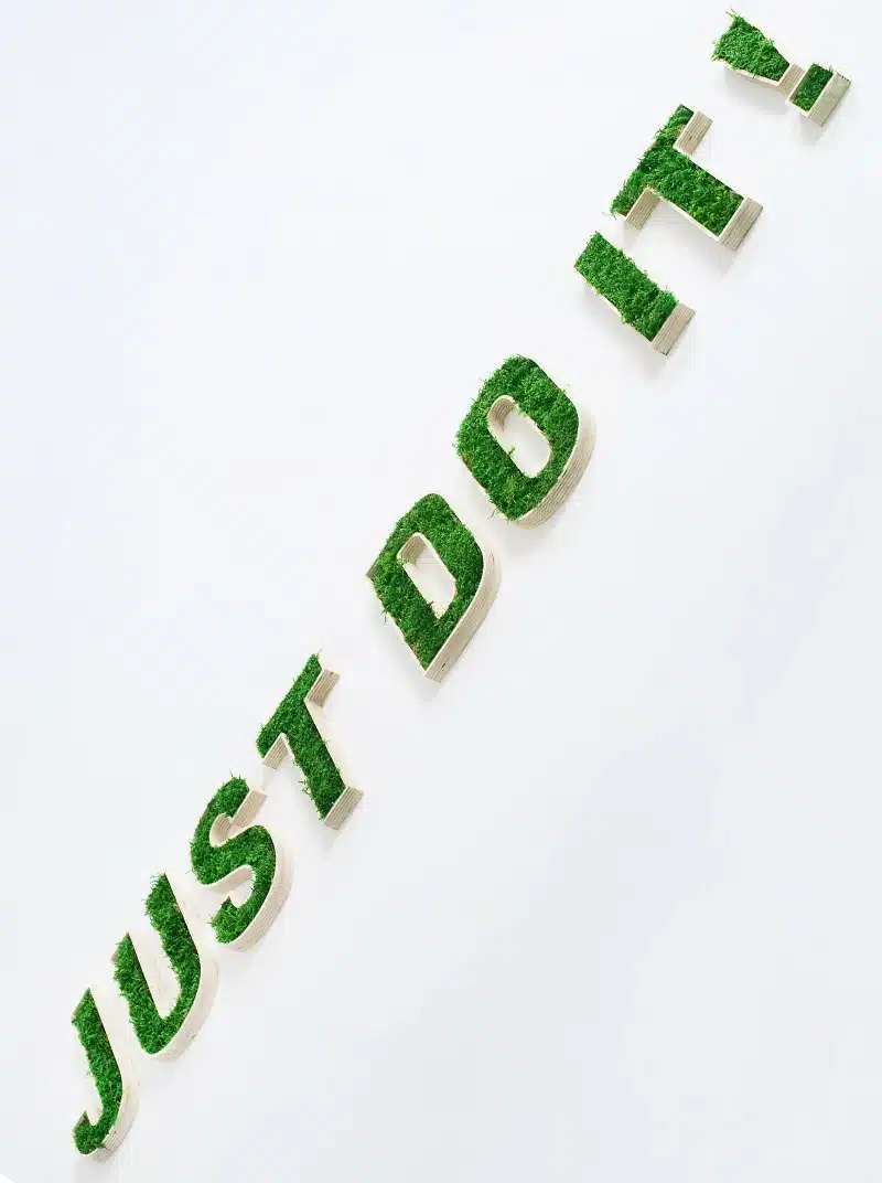 Just do it slogan with grass texture