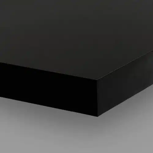 Black acrylic sheet close-up on gray background