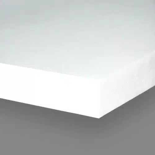 White foam board edge detail on gray background.